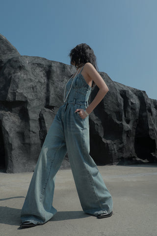 Bustier Denim Jumpsuit