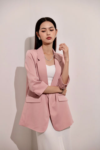 Relaxed Three-Quarter Sleeve Lightweight Blazer