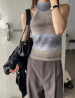 Halter Neck Knitted Vest