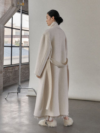 Stand Collar Long Alpaca Wool Coat