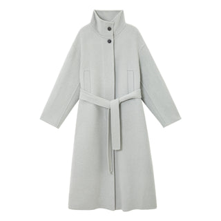 Stand Collar Long Alpaca Wool Coat