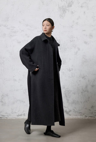 Stand Collar Long Alpaca Wool Coat