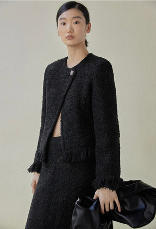 Fringed Edge Alpaca Coat