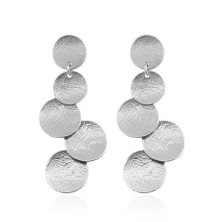 Scratched Metal Circle Layered Earrings