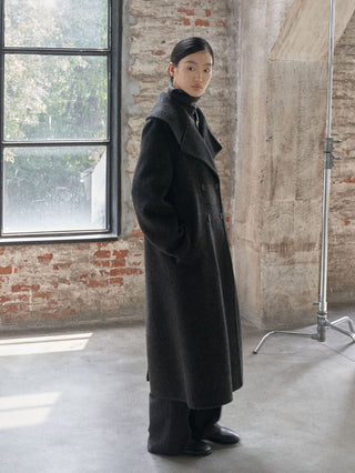 Large Collar Wool Alpaca Long Coat