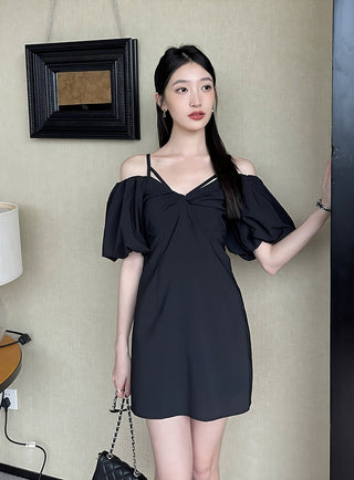 Off-the-Shoulder Puff Sleeve Mini Dress