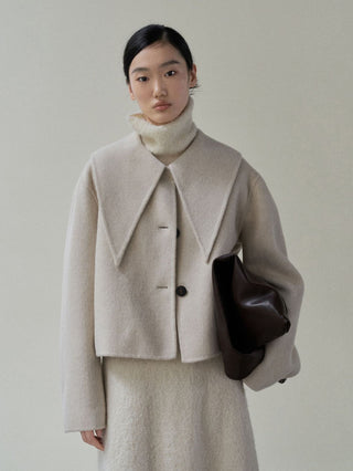 Pointed-collar Wool Jacket