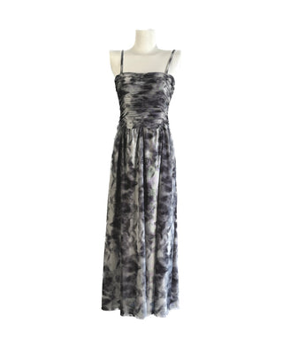 Ruched Mesh Tie Dye Midi Dress