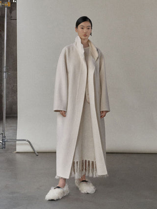 Stand Collar Long Alpaca Wool Coat