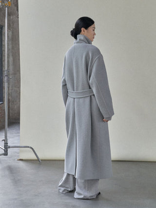 Stand Collar Long Alpaca Wool Coat