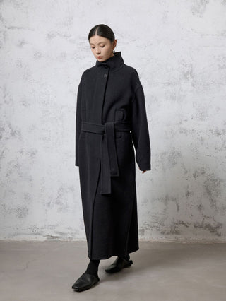 Stand Collar Long Alpaca Wool Coat