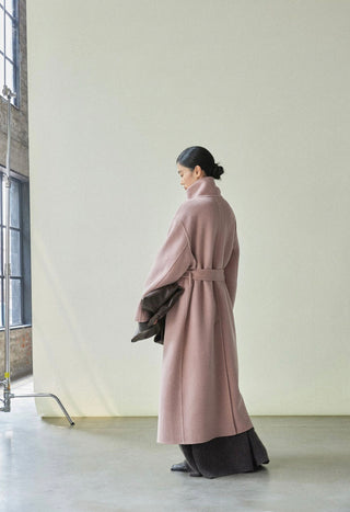 Stand Collar Long Alpaca Wool Coat