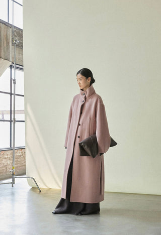 Stand Collar Long Alpaca Wool Coat