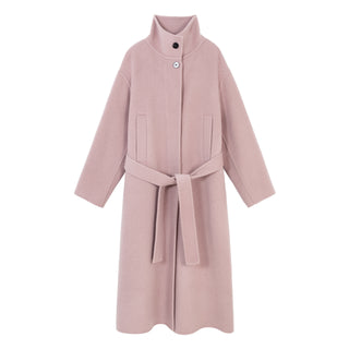 Stand Collar Long Alpaca Wool Coat