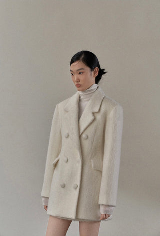 Textured Alpaca Wool Blazer Coat